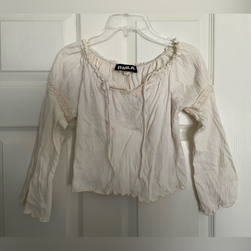 RMLA Girls 10/12 Cream Top with lace accents